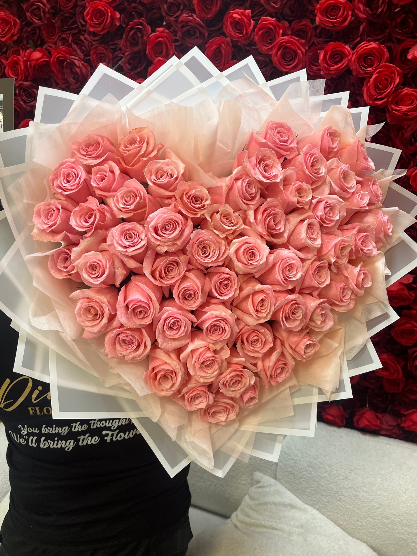 Bqt con forma de corazón rosa brillante