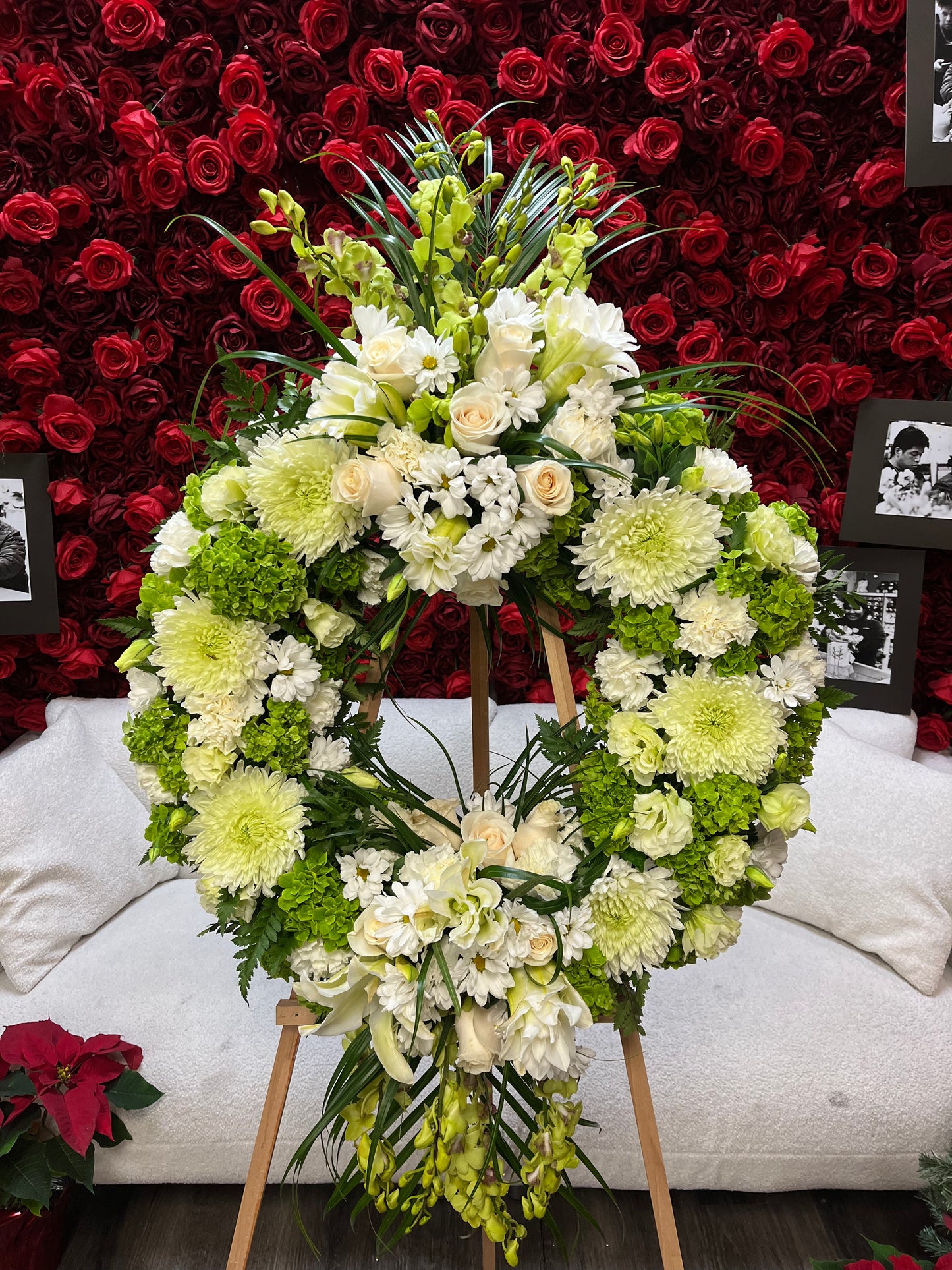 Corona floral con legado