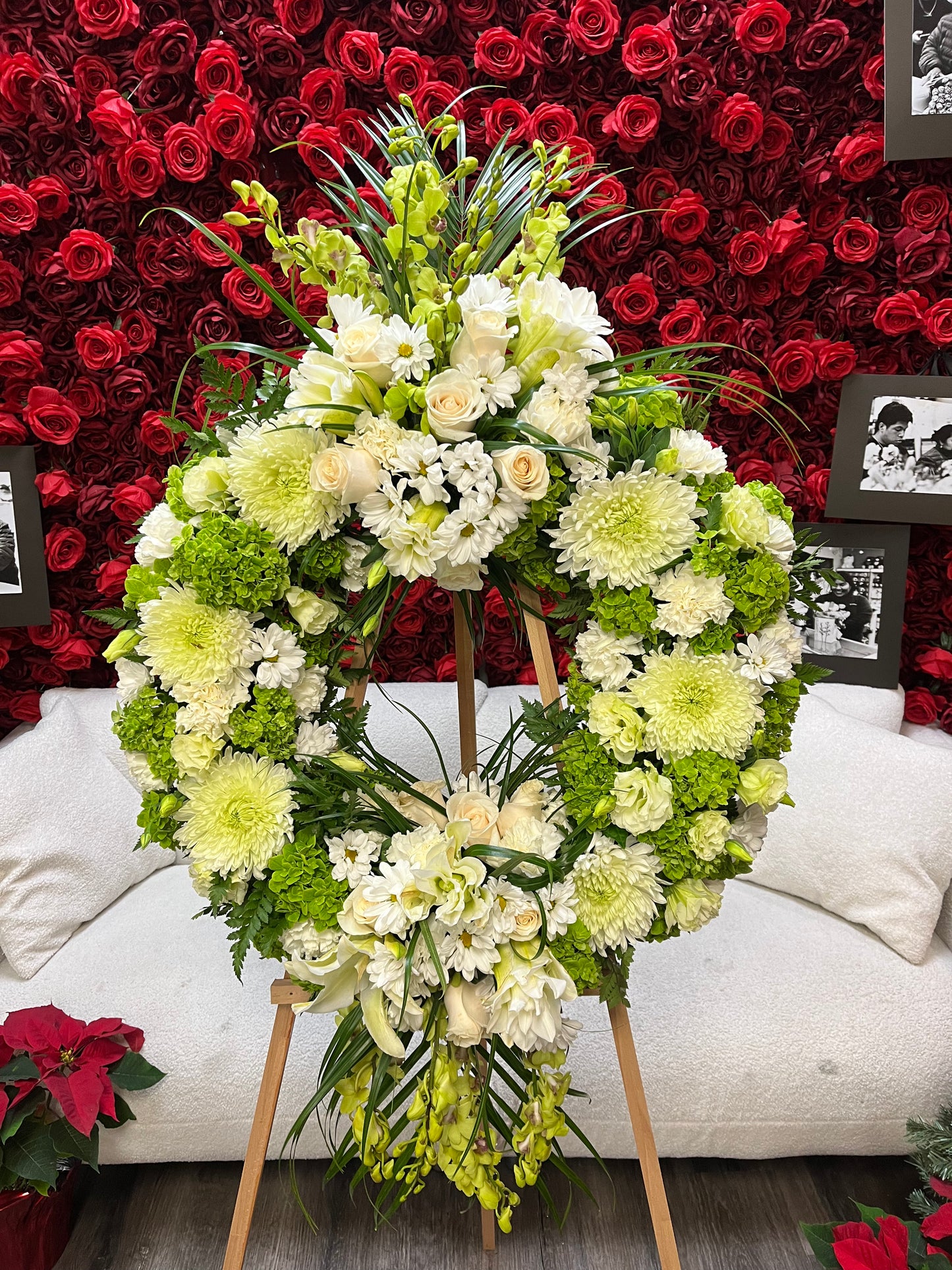 Corona floral con legado