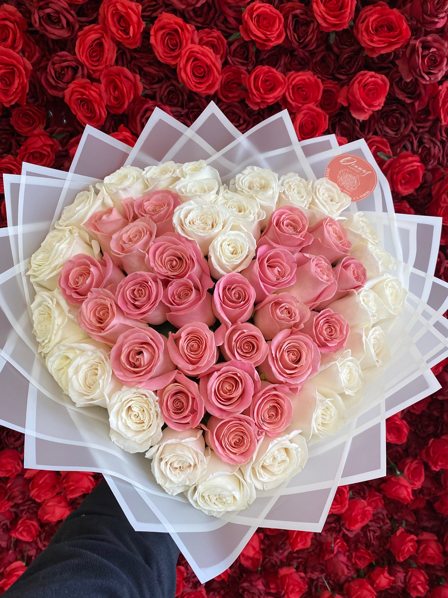 Pink & White Heart Shape Bouquet