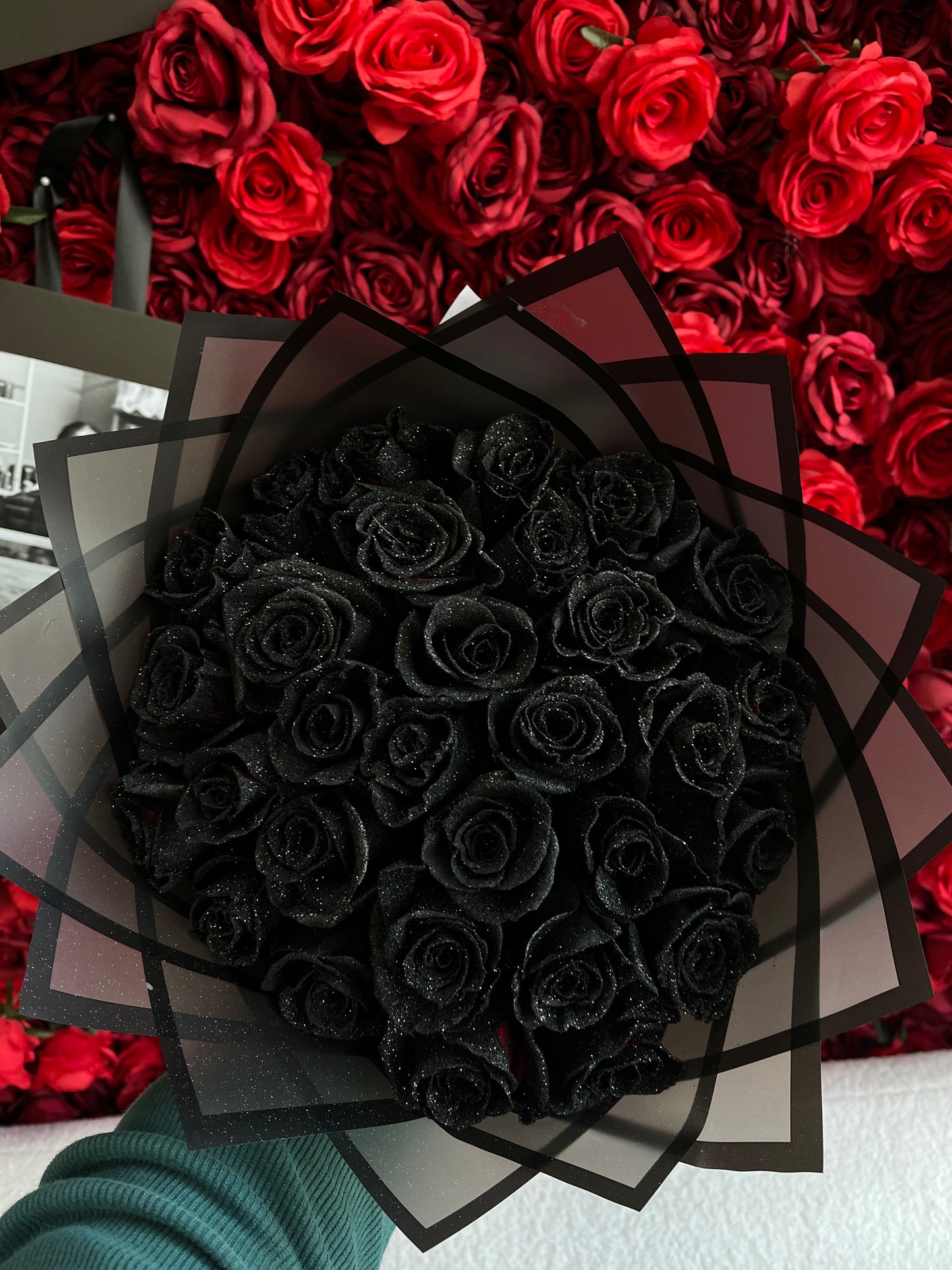 Black Glitter Roses