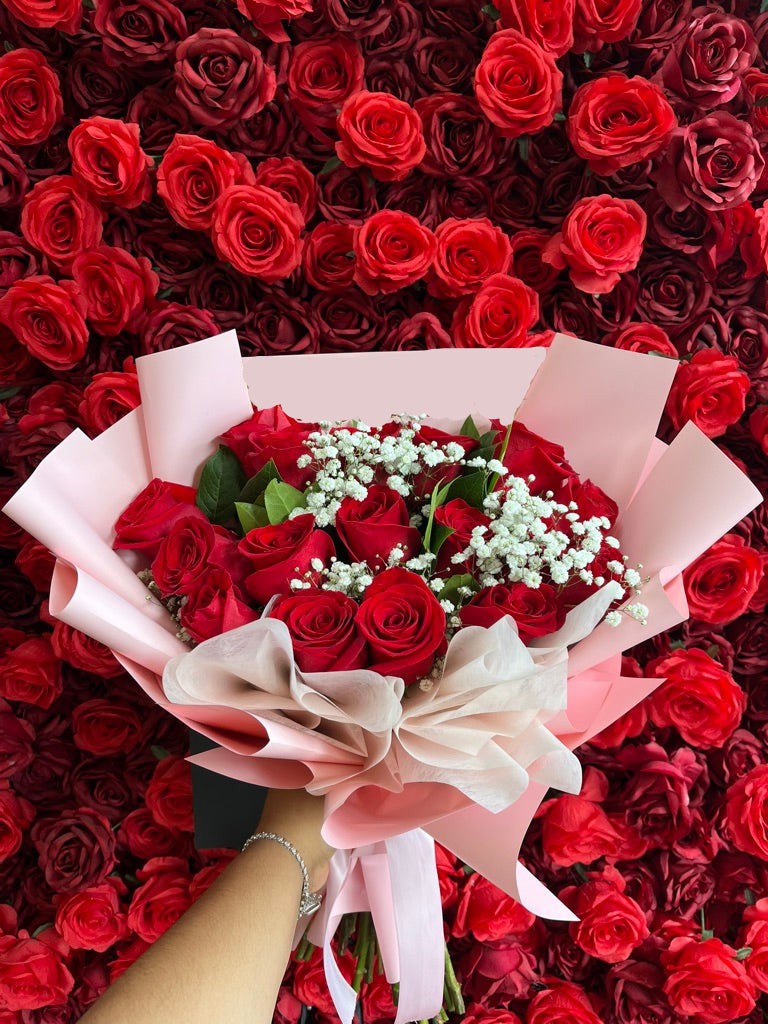 Dozen Rose Wrapped Bouquet